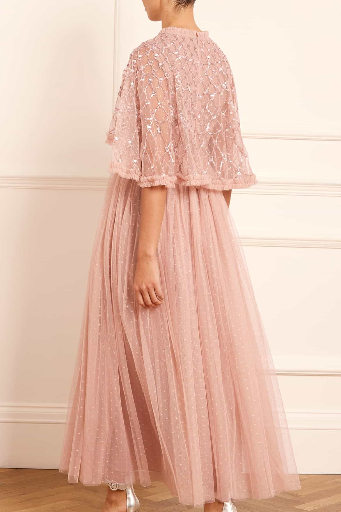 Heart Lattice Bodice Cape Ankle Gown | Needle & Thread US