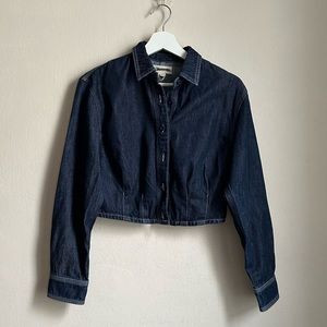 NWT Madewell Denim Pleated Cropped Button-Up Shirt nn933 size XS | Poshmark