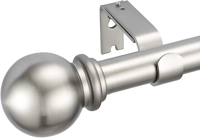 YunNephele Window Curtain Rods 36-72 inches Nickel Brushed, Classic Ball Finials Design Curtain R... | Amazon (US)