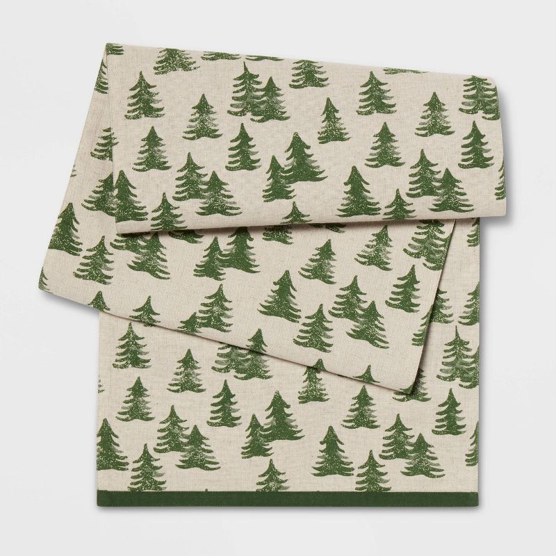 72&#34; x 14&#34; Cotton Stamped Trees Table Runner - Threshold&#8482; | Target