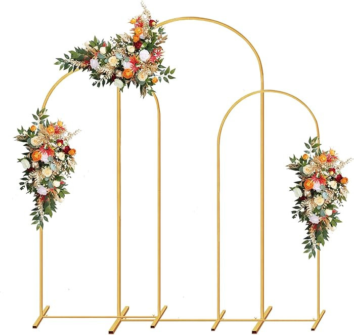 Metal Wedding Arch Backdrop Stand,3-Piece Gold Arch Backdrop Stand for Wedding Ceremony Bridal Pa... | Amazon (US)