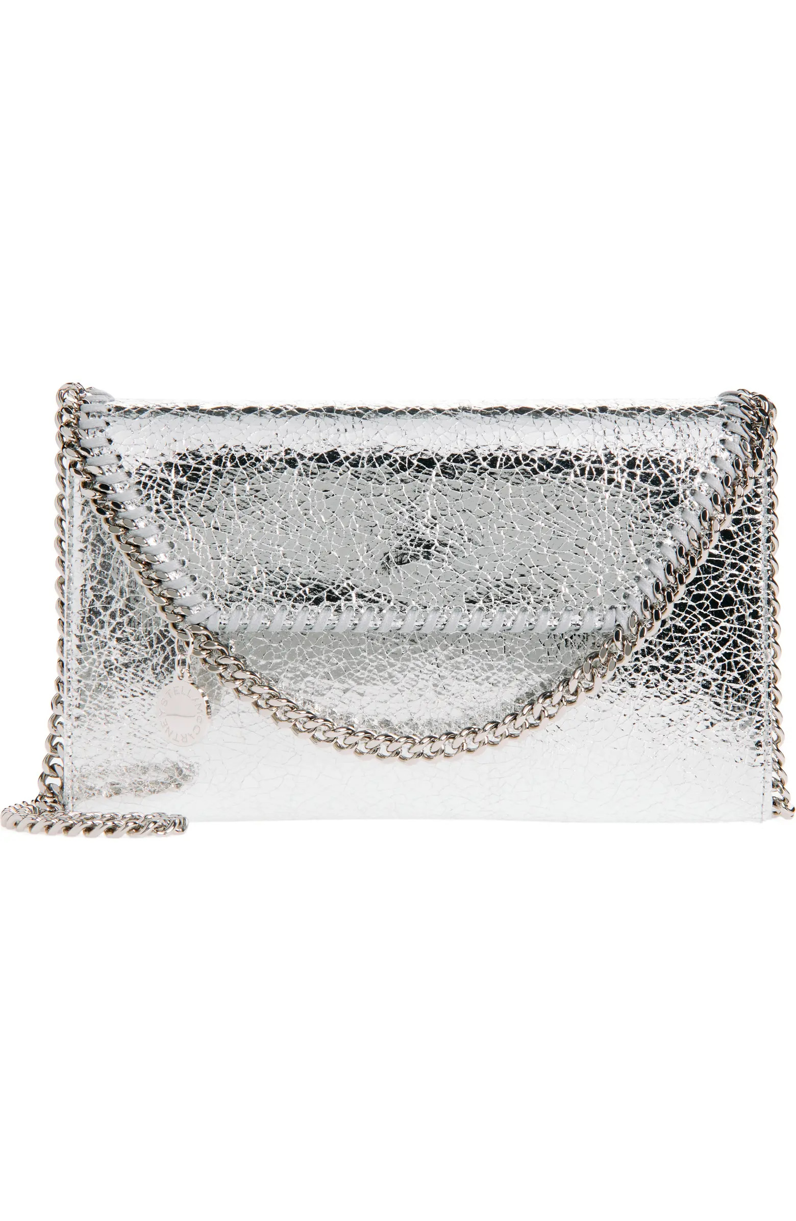 Stella McCartney Falabella Crinkle Metallic Faux Leather Wallet on Chain | Nordstrom | Nordstrom