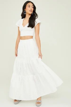 Ashlyn Eyelet Embroidered Skirt in White | Altar'd State | Altar'd State