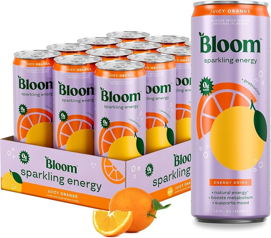 Bloom Nutrition Sparkling Energy Drink - Natural Caffeine, Zero Sugar, 180mg Caffeine - Antioxida... | Amazon (US)