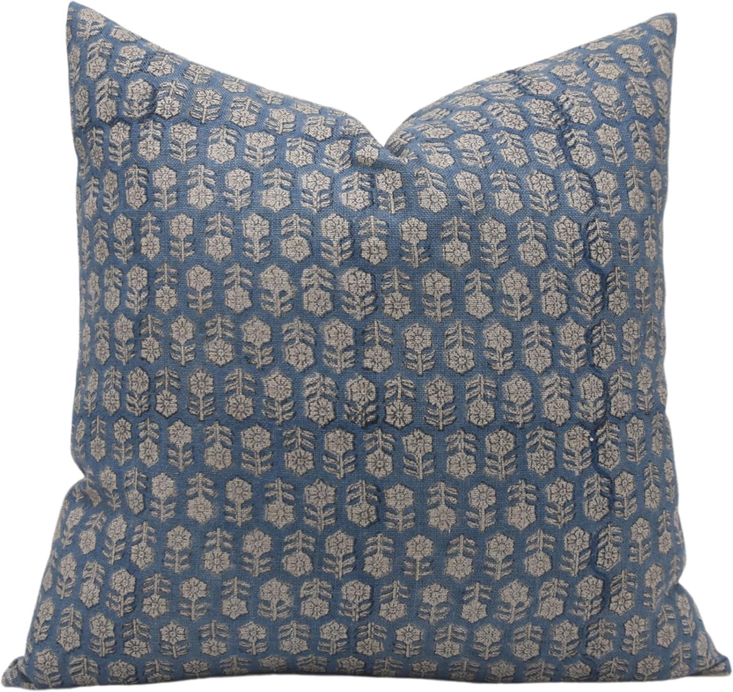 Block Print Thick Linen 14x14 Inches Throw Pillow Covers, Handmade Vintage Pillow Covers for Sofa... | Amazon (US)