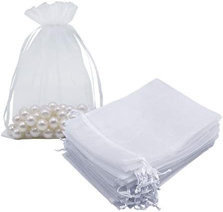 HRX Package White Organza Gift Bags 5x7 inch 100pcs, Mesh Jewelry Pouches Drawstring Bags Empty Sach | Amazon (US)