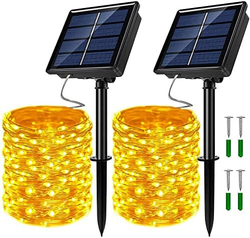 Lezonic Solar Fairy Lights Outdoor,2 Pack Each 120LED Solar Lights Outdoor Waterproof 12M/40Ft 8 Mod | Amazon (US)