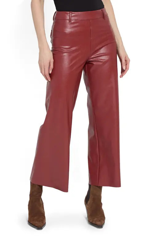 Lysse High Waist Faux Leather Wide Leg Pants in Burnt Mahogany at Nordstrom, Size Small | Nordstrom