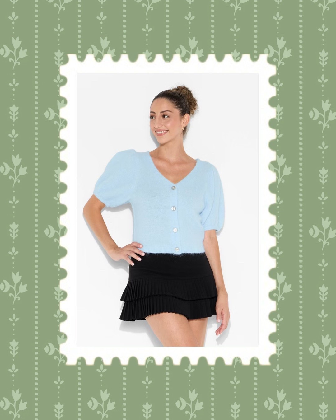 Light blue short puff sleeve cardigan for under $50. A perfect Hill House substitute and great layering piece for fall  

#LTKSeasonal