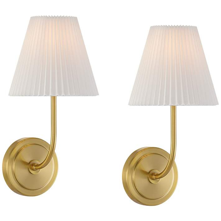 Possini Euro Nina 14" High Gold Plate Wall Sconce Set of 2 | Lamps Plus
