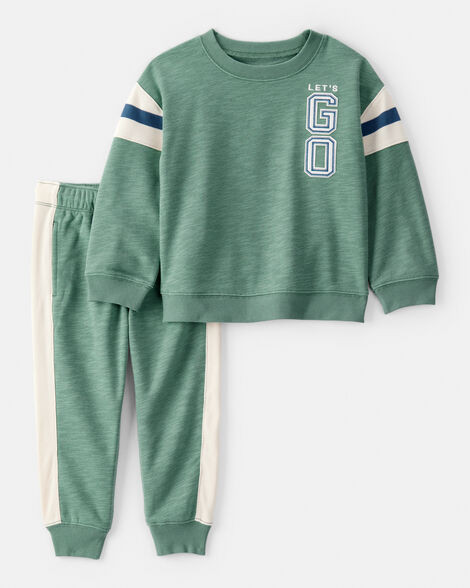 Toddler 2-Piece French Terry Sweatshirt & Pull-On Jogger Set - Green | Carter's Inc