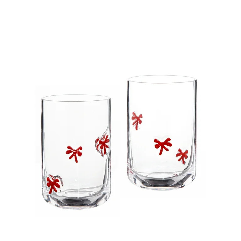 Holiday Time Bows Charm 16oz Drinking Glass 2 Pack | Walmart (US)