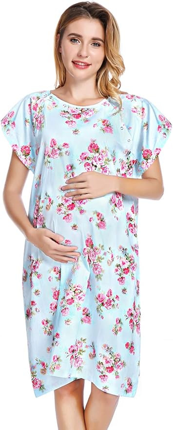 100% Cotton Labor and Delivery Gown, Hospital Gown for Newborn Picture, Nursing Clothes | Amazon (US)