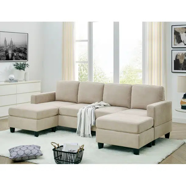 Ranjeeta 101" Wide Modular Sofa with Ottoman | Wayfair North America
