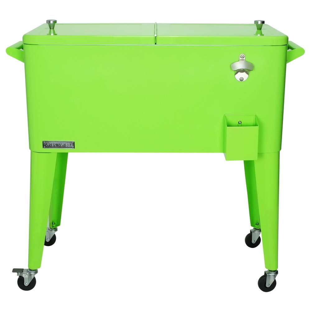 Permasteel 80 Qt. Rolling Patio Cooler Lime, Green | The Home Depot