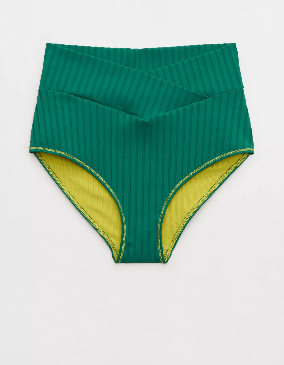 Aerie Ribbed High Waisted Full Coverage Bikini Bottom | Aerie