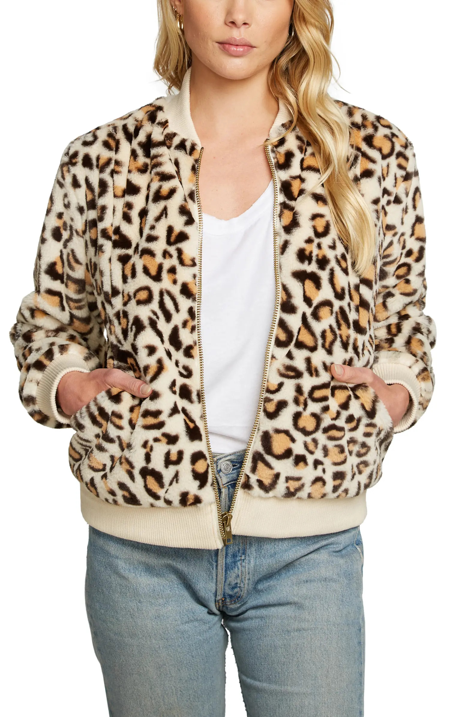 Chaser Faux Fur Leopard Print Bomber Jacket | Nordstrom | Nordstrom