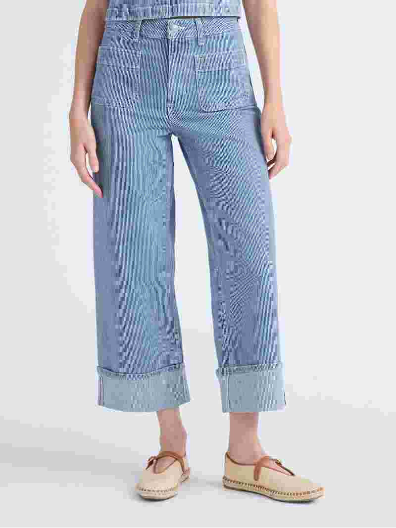 Free Assembly Women’s High Rise Cuffed Jeans with Patch Pockets, 30" Inseam, Sizes 0-28 | Walmart (US)