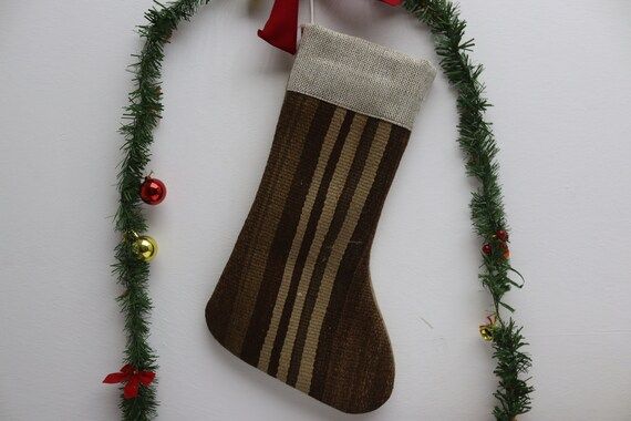 striped kilim socks decorative christmas tree socks christmas stocking 11x18 christmas gift firep... | Etsy (US)