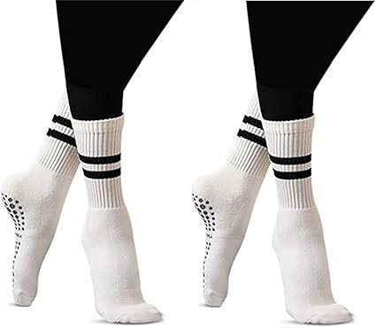Flydo Pilates Grippy Socks with Grips for Women Yoga Non Slip Long Socks for Pure Barre, Ballet,D... | Amazon (US)