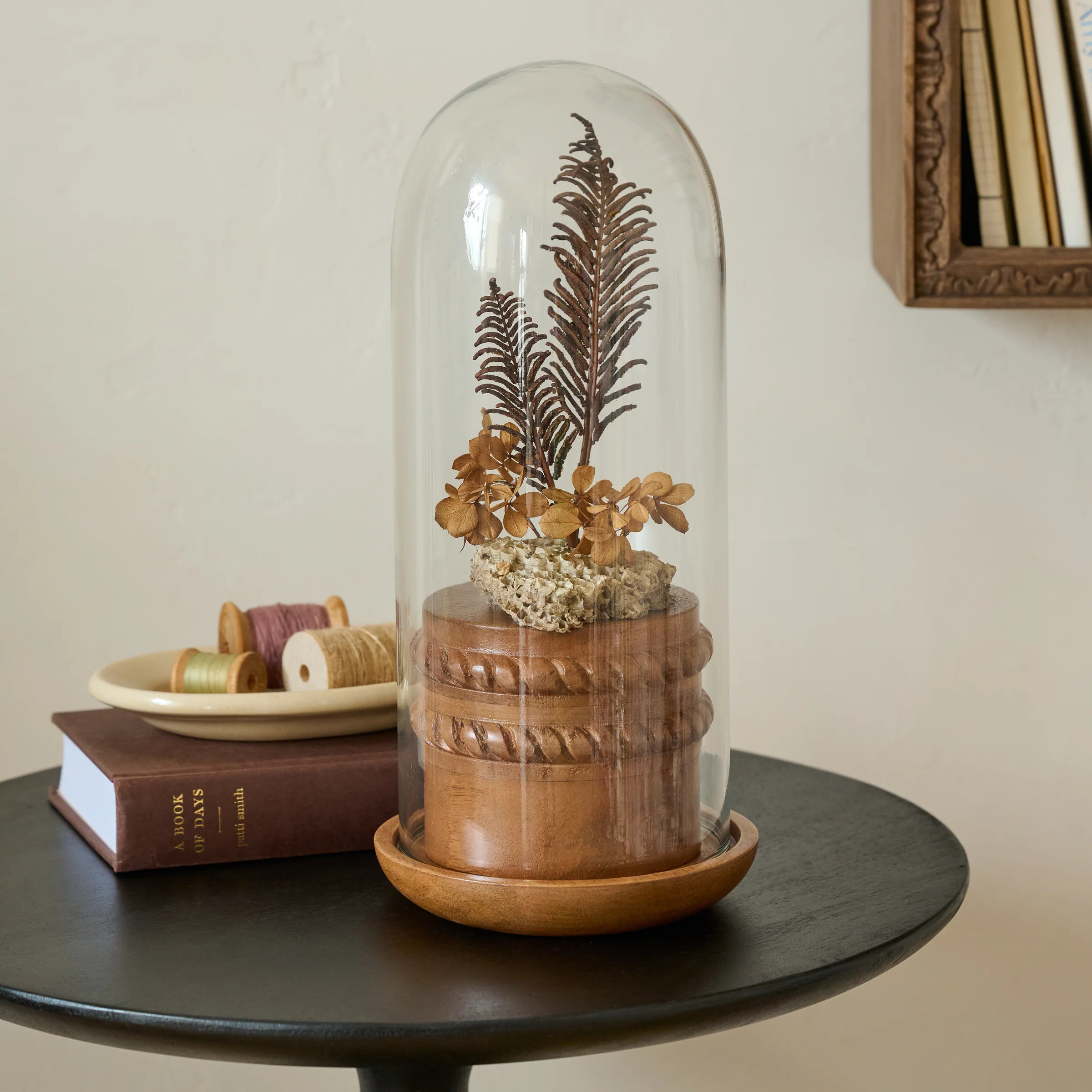 Glass Cloche with Wood Base | Magnolia