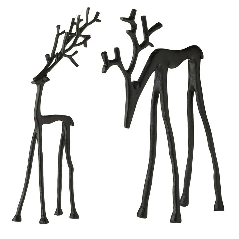 2025 Christmas Decorations - Set of 2 Black Reindeer Statues - Modern Xmas Figurines - Elegant In... | Walmart (US)