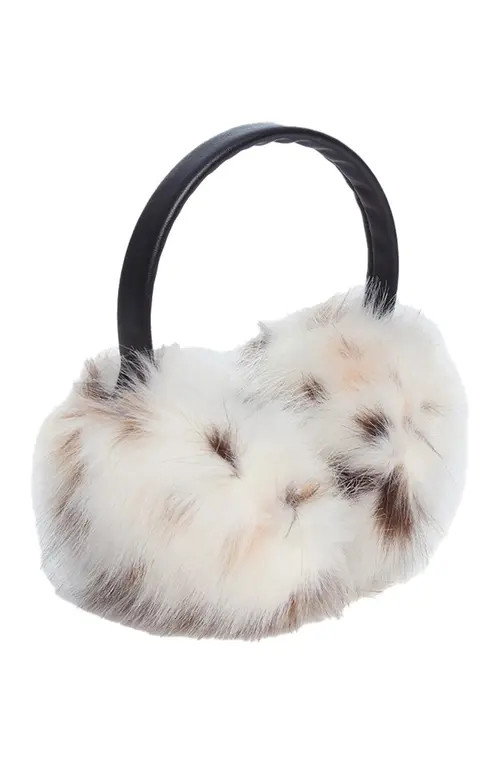 Apparis Esme Leopard Faux Fur Earmuffs in Blanc Multi at Nordstrom, Size One Size Oz | Nordstrom