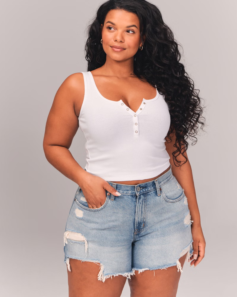 Curve Love Mid Rise Boyfriend Shorts | Abercrombie & Fitch (US)