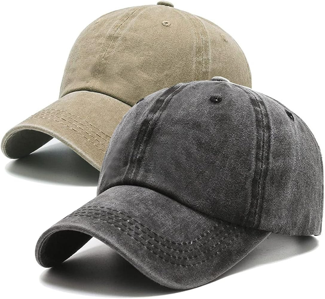 PFFY 2 Packs Vintage Washed Distressed Baseball Cap Golf Dad Hat for Men Women | Amazon (US)