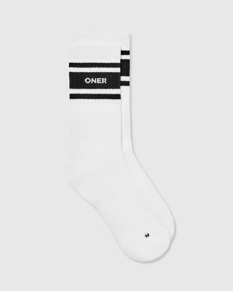 Varsity Long Crew Socks 1 Pack 
 White/Black | Oner Active (UK / US)