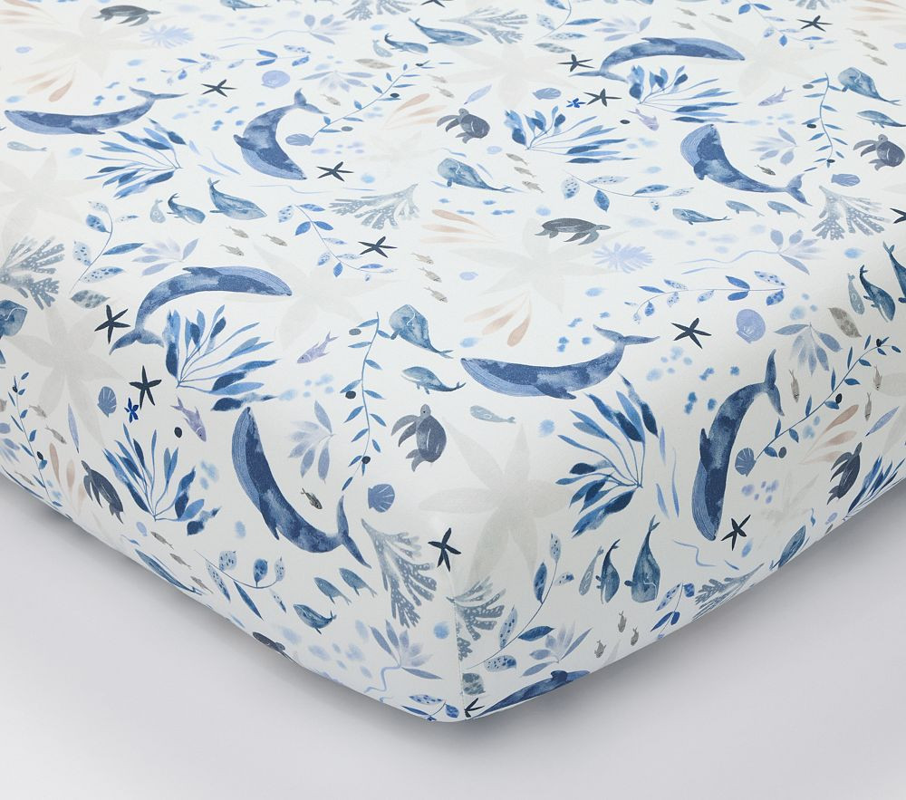 Jack Sea Life Organic Crib Fitted Sheet | Pottery Barn Kids