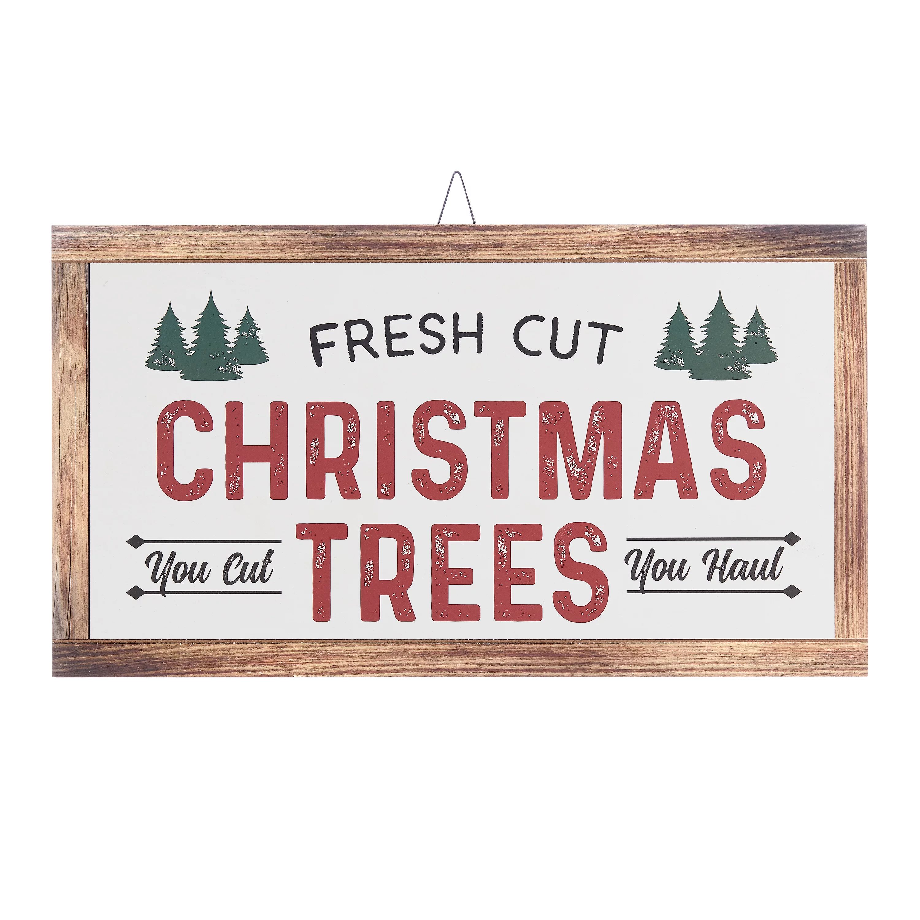 Holiday Time Fresh Cut Christmas Tree Hanging Sign Christmas Decoration, 18" x 10" | Walmart (US)