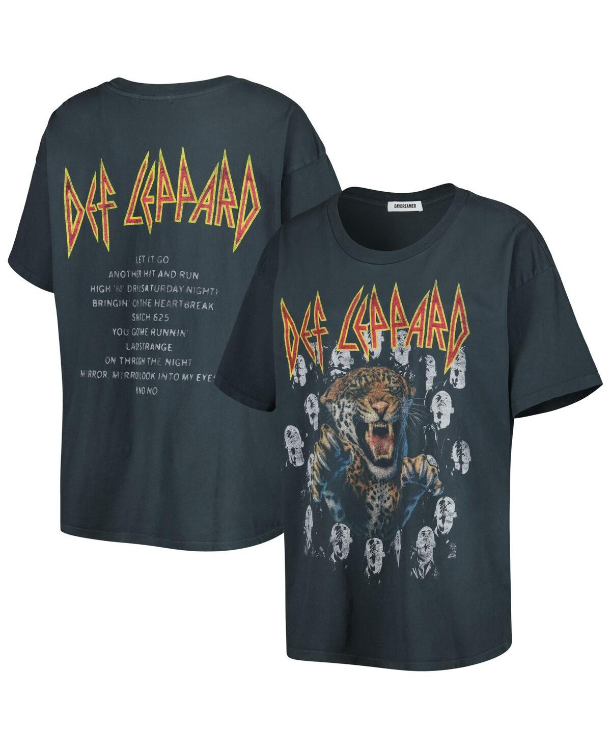 Women's Black Distressed Def Leppard Graphic T-shirt - Black | Macy's
