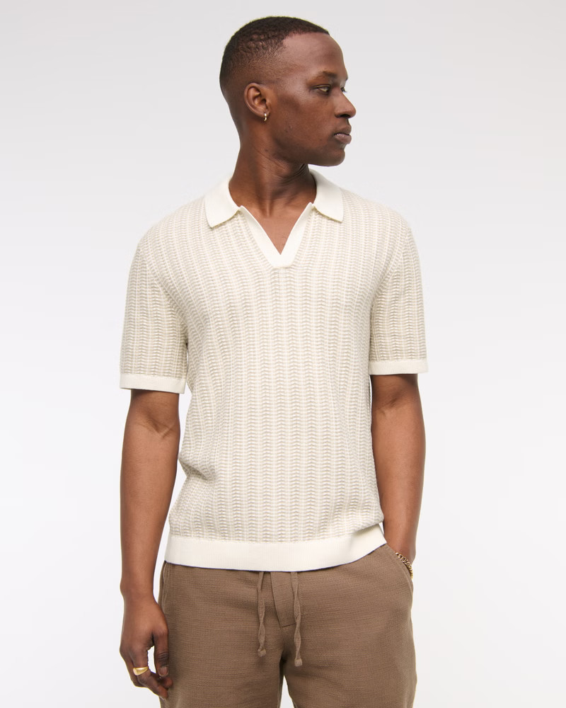 Classic Tonal Stitch Johnny Collar Sweater Polo | Abercrombie & Fitch (US)