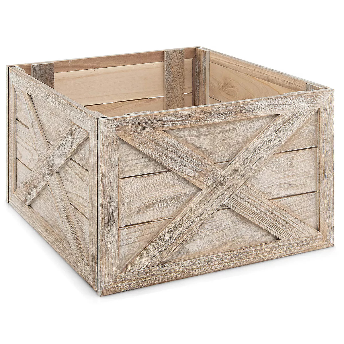 Costway Wooden Tree Collar Box Farmhouse Christmas Tree Skirt Cover 30.5 x 22.5 in Grey\Brown | Target