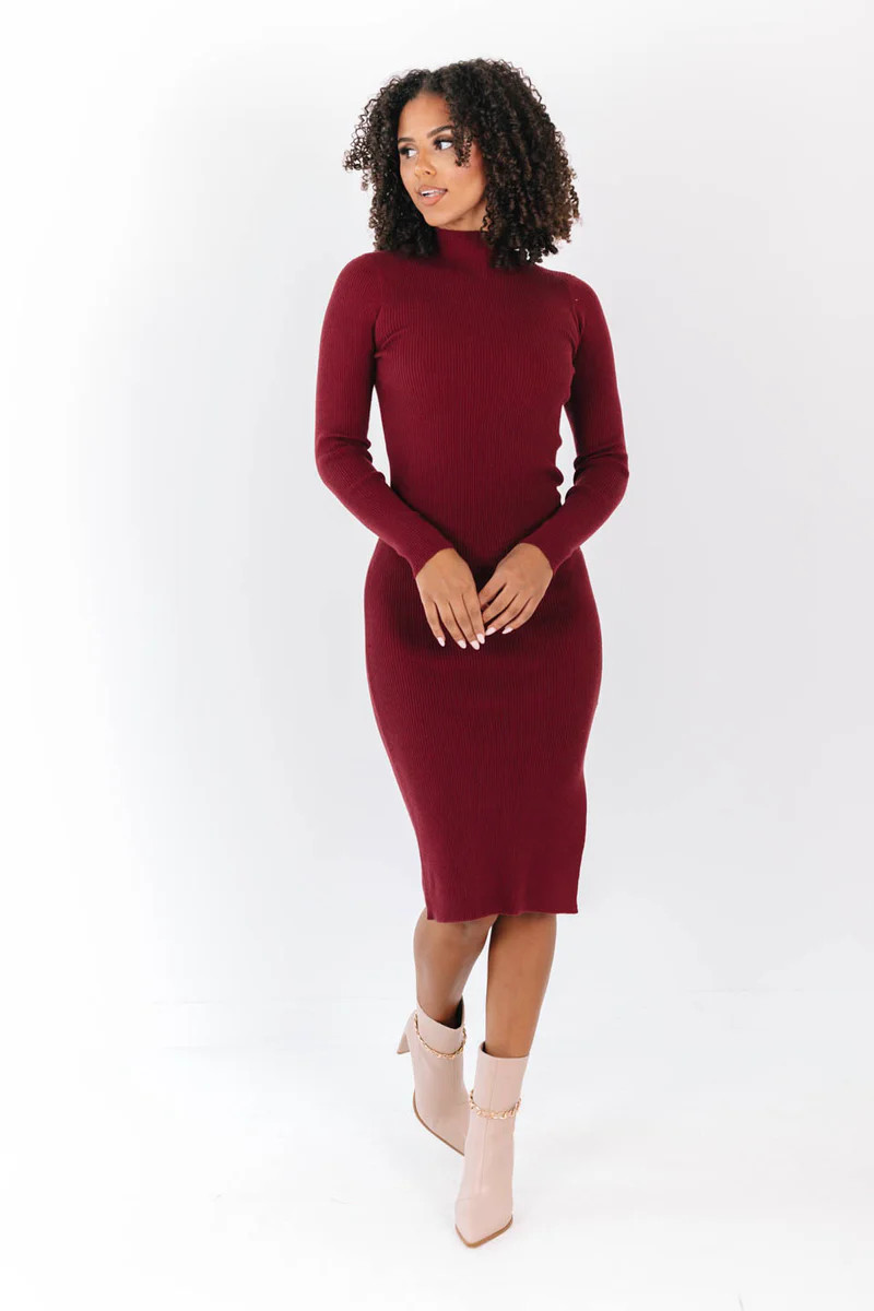 Nearest and Dearest Midi Dress - Cabernet | The Impeccable Pig