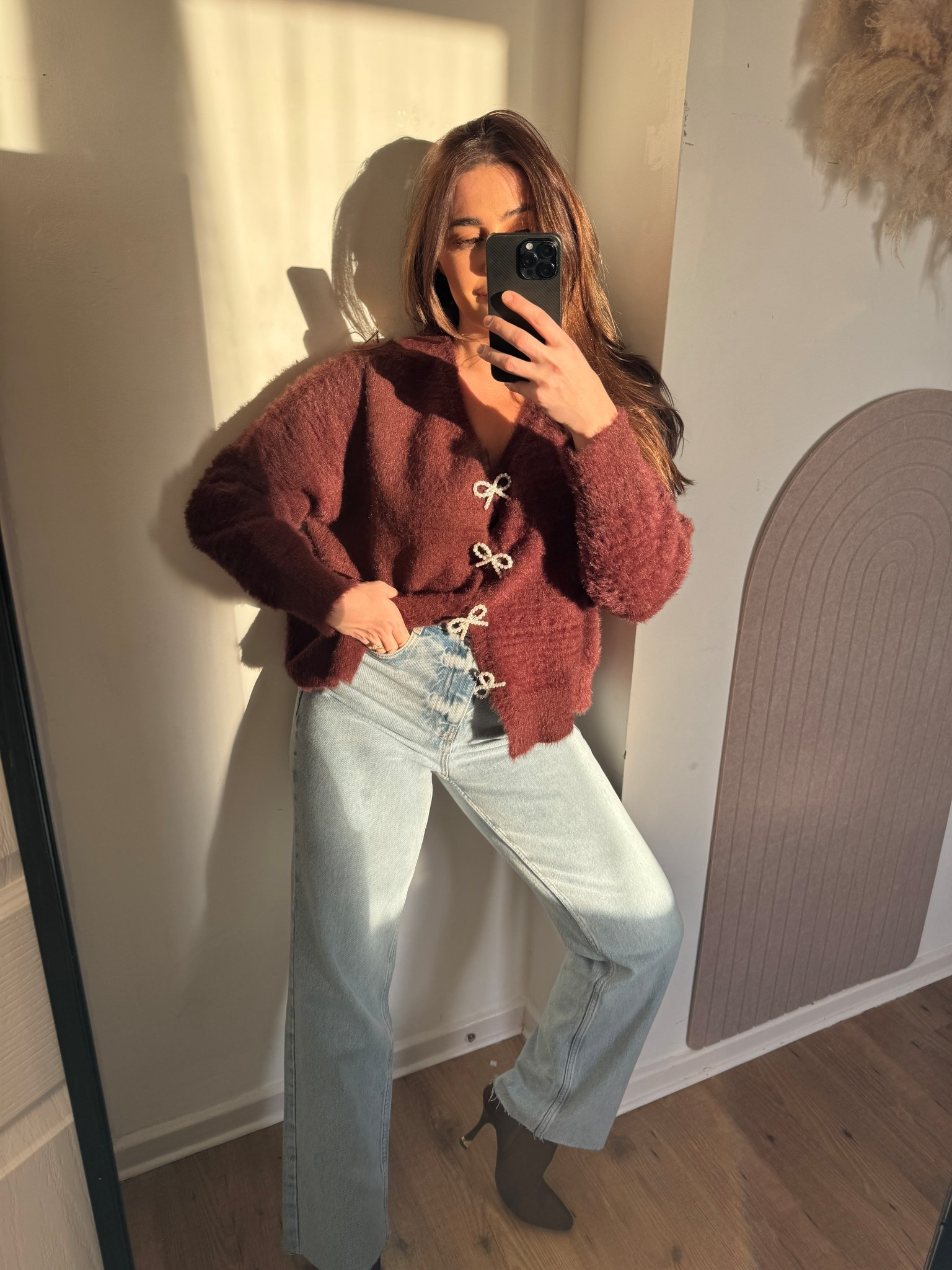 Wearing a size Medium in the jumper, plenty of room. Super soft. 
Jeans I’m wearing a size 12 and they are true to size (I’m currently in between sizes) 

#LTKuk #LTKmidsize #LTKautumn