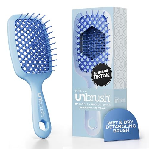 FHI Heat UNbrush Detangling Brush for Pain-Free Brushing on All Wet or Dry Hair Types — Durable DuoFlex Anti-Static Bristles, Lightweight Handle, Vented Hair Brush, Periwinkle Light Blue | Amazon (US)