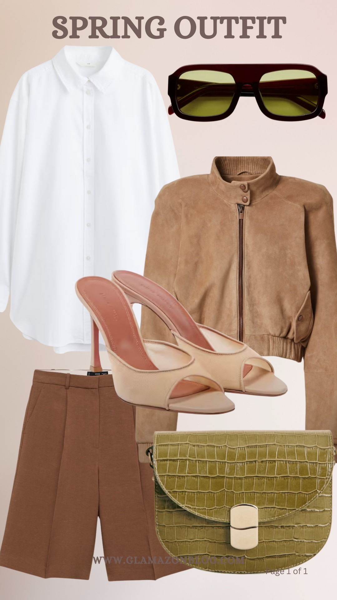 Shorts, white shirt, beige bomber, amina muadi, croc bag, sezane bag, vehla sunglasses, spring outfit, summer outfit 

#LTKspring #LTKuk #LTKsummer