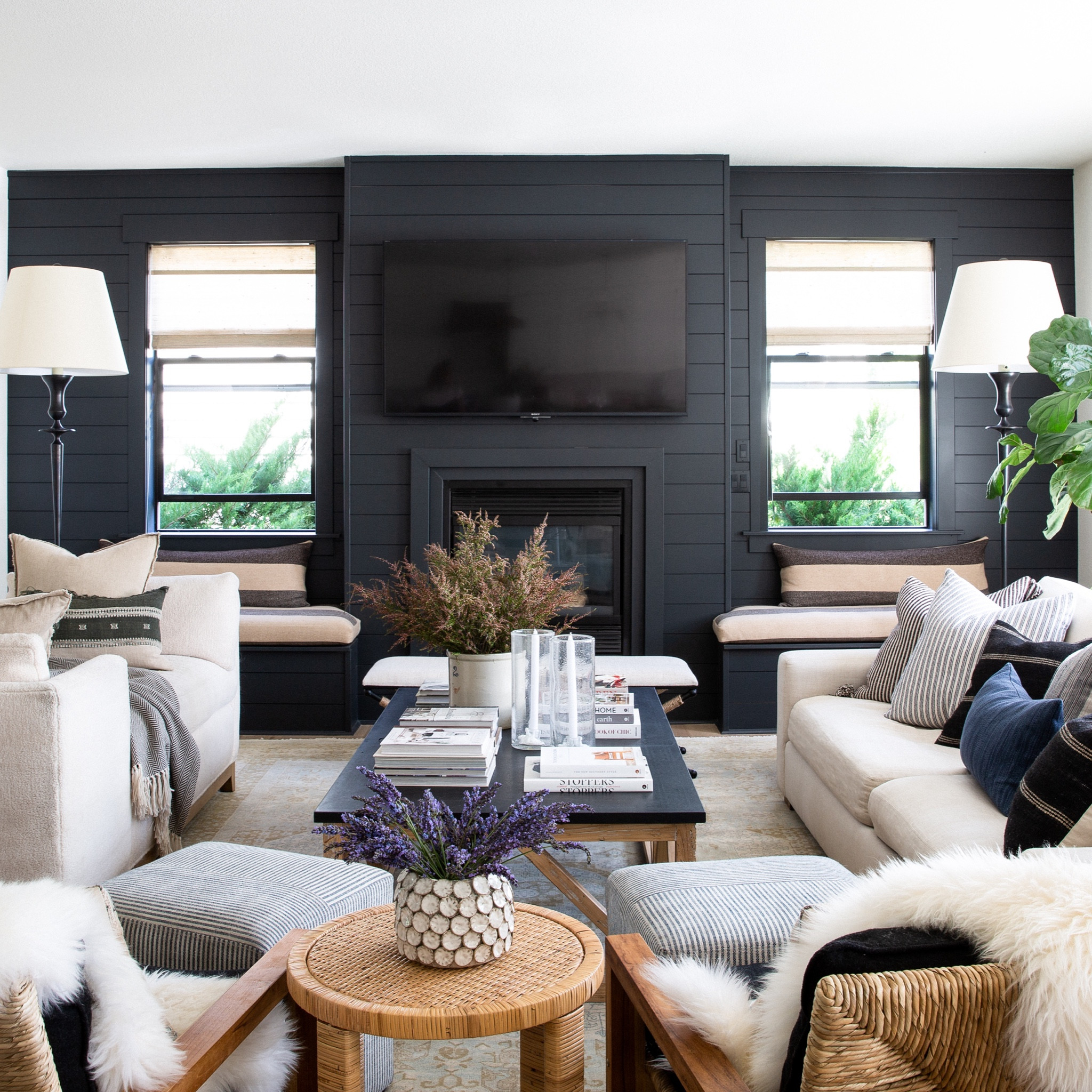 Check out how we created a layered and textural feel in our living room! Lots of pattern play, various textures and beautiful foundational pieces in linen and shearling. Want to get this look? Shop here! 

#LTKhome