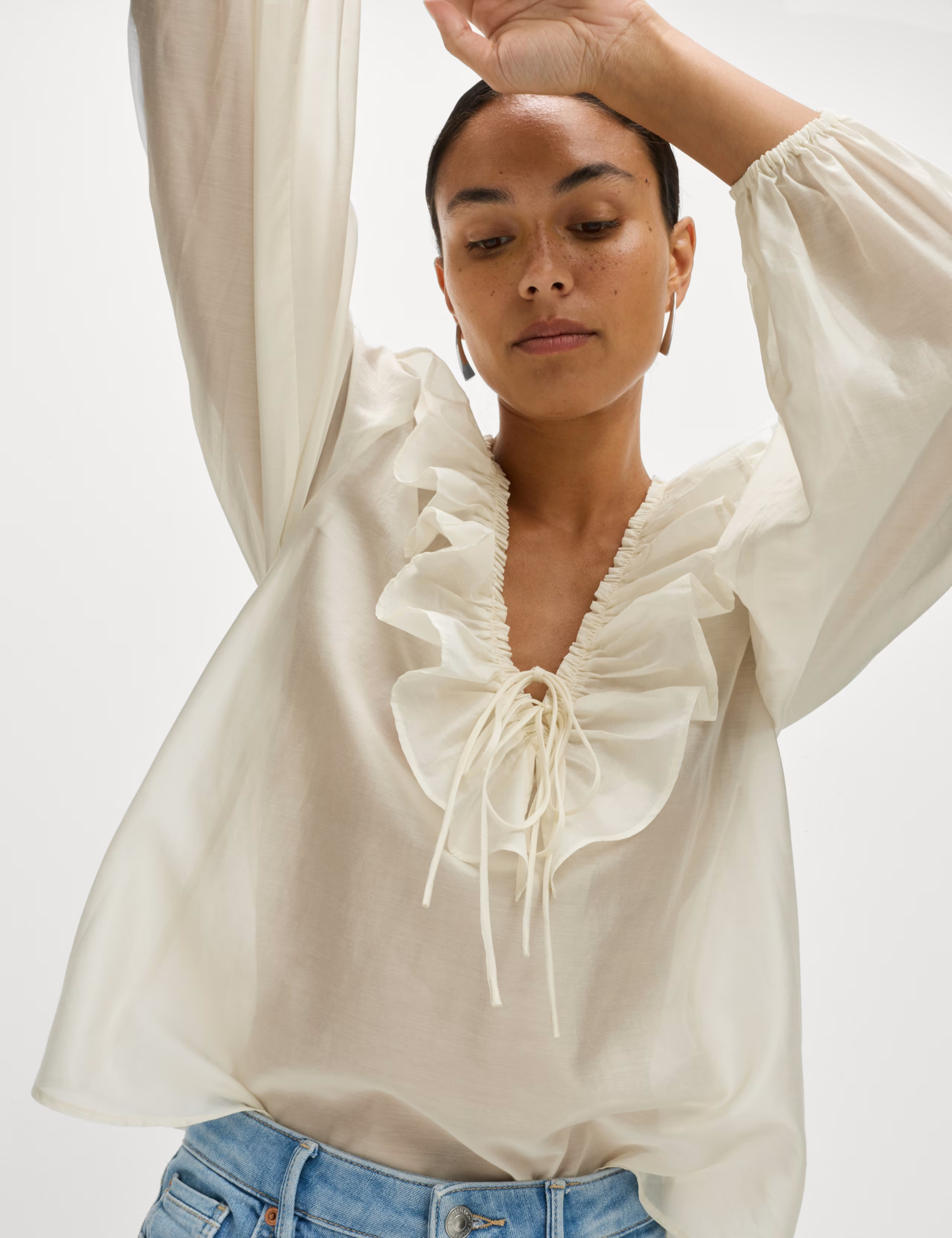 Lyocell Rich Frill Detail V-Neck Top | Marks & Spencer (UK)