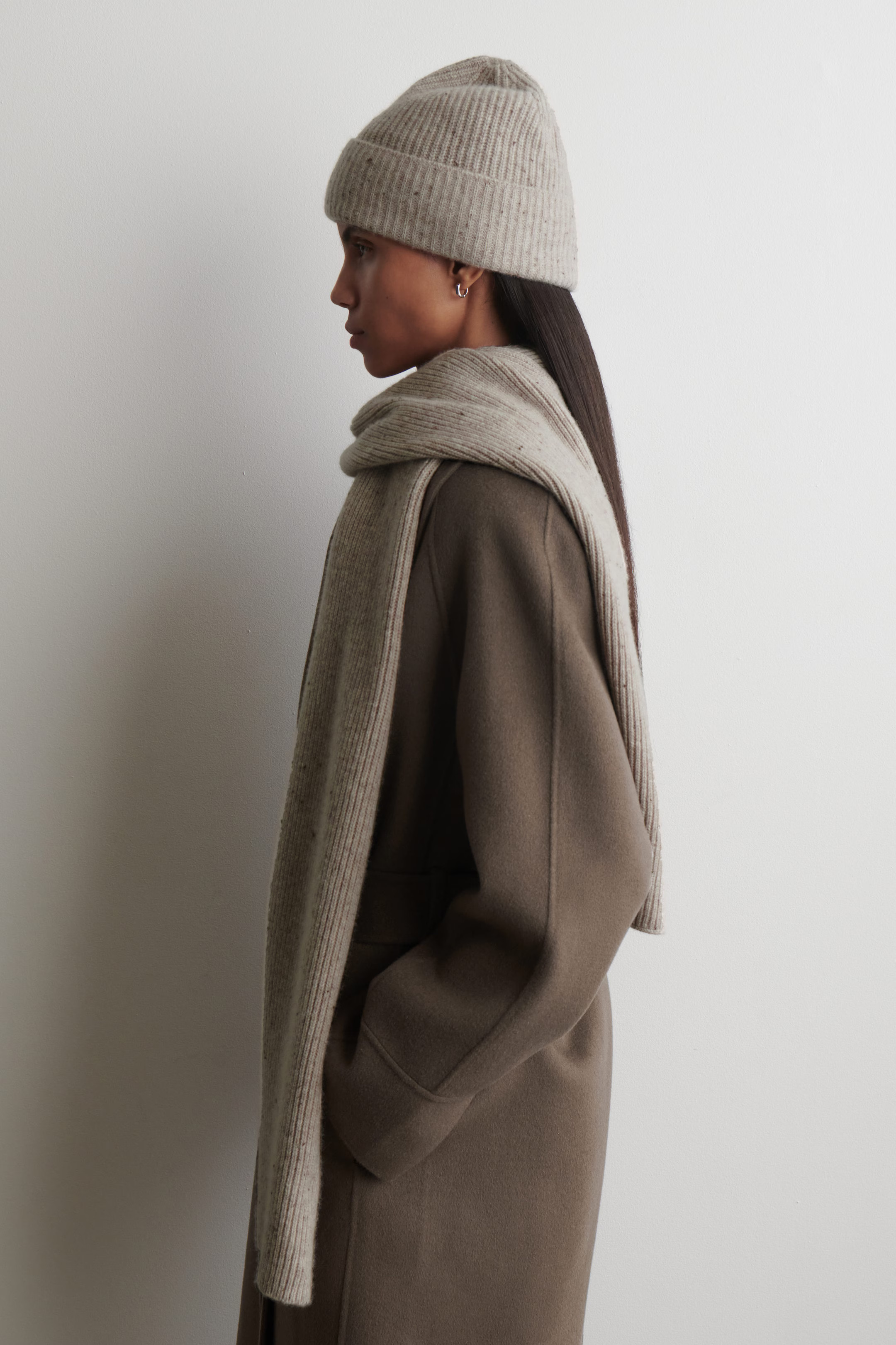 RIBBED WOOL-CASHMERE SCARF - OATMEAL MÉLANGE | COS GB | COS UK