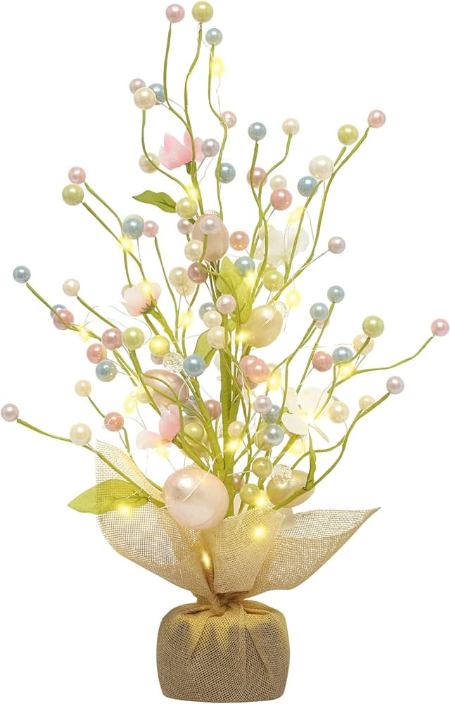 RoseCraft Easter Decorations, 18 Inch Pre-Lit Easter Egg Tree Tabletop Decor with Delicate Oranme... | Amazon (US)