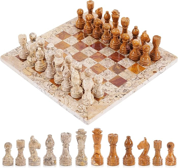 Radicaln Marble Chess Set 12'' Inches Coral and Red Handmade Classic Family Board Games for Adult... | Amazon (US)