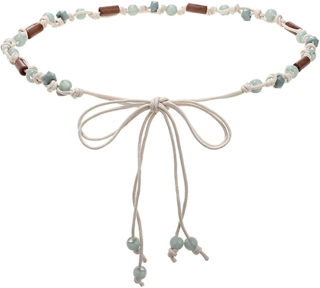 Kokoma Boho Braided Waist Chain Belt Shell Flower Woven Belts with Tassels Bohemian Waist Rope Be... | Amazon (US)