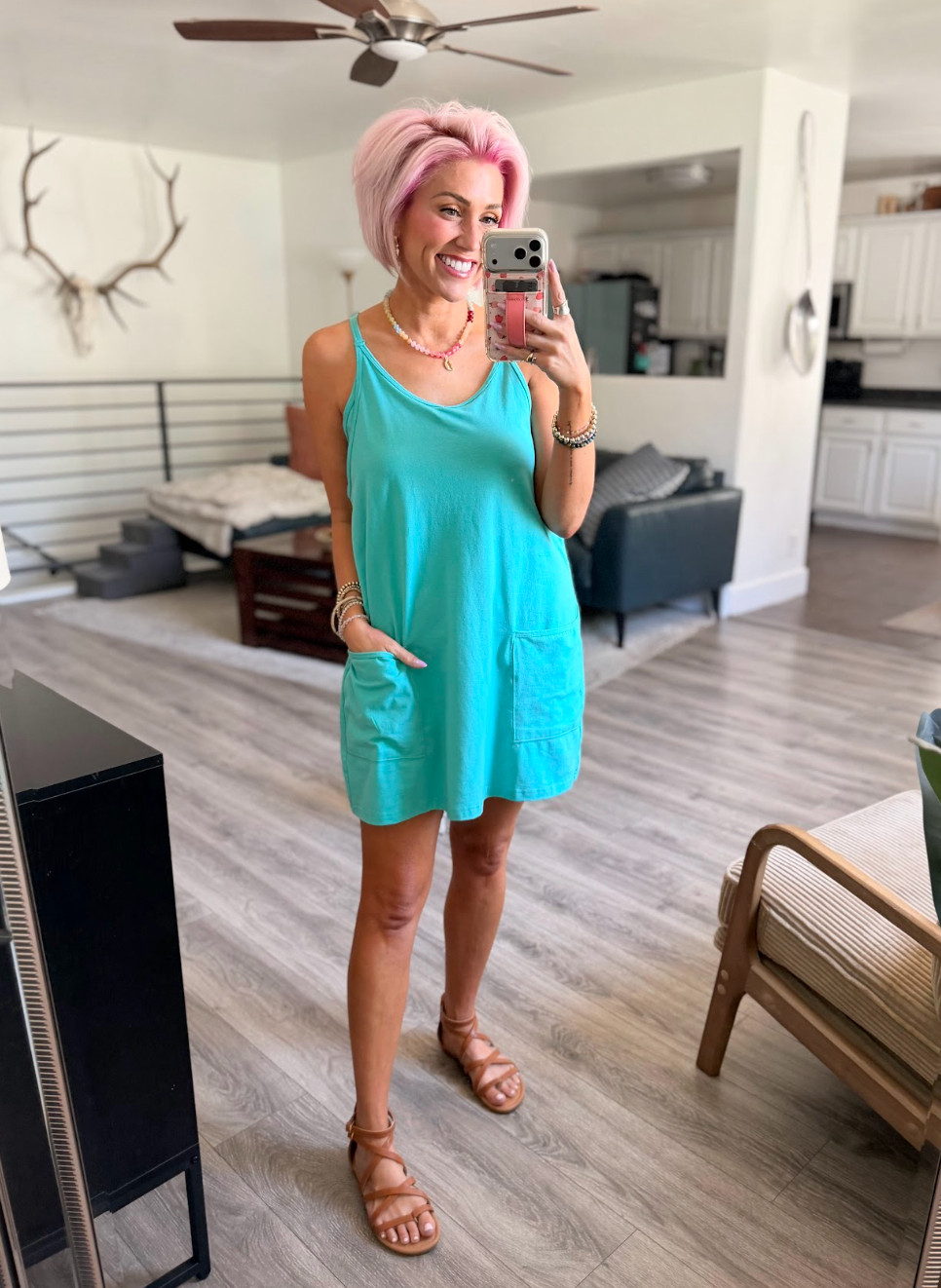 Love this green dress for summer!  Dress: Small // Sandals: TTS 

 #LTKootd #LTKSaleAlert