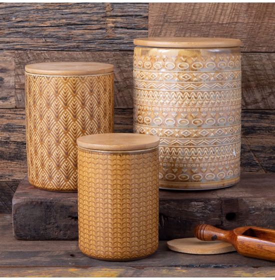 Southwest Warm Honey Ceramic Canister Set of 3 | Rod's Western Palace/ Country Grace