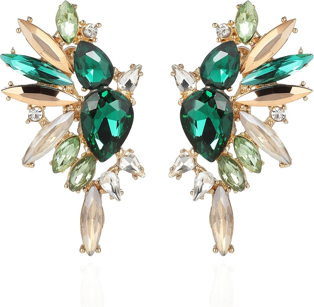 Vintage Rhinestone Statement Earrings for Women Fashion Bling Colorful Crystal Cluster Drop Dangl... | Amazon (US)