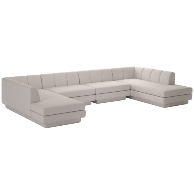 Yarrow 4-Piece U-Shaped Sectional Sofa Nomad Pebble | CB2