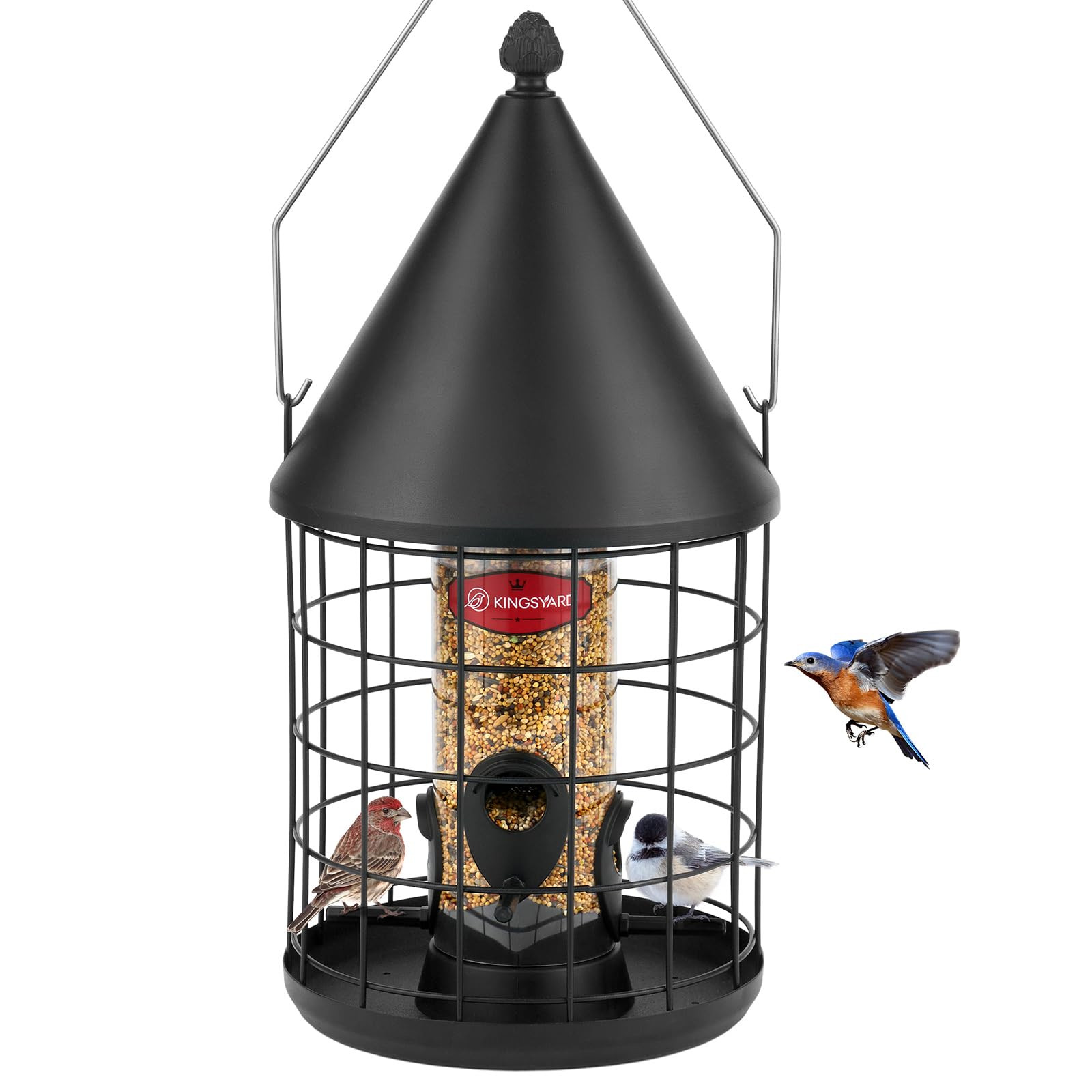 Kingsyard Squirrel Proof Bird Feeder for Outdoor Hanging - Extra Storage Wild Bird Feeder with 4 ... | Amazon (US)
